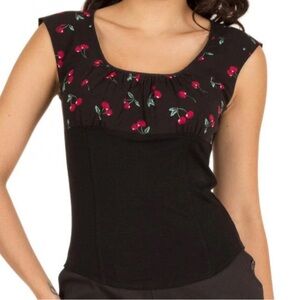 Black Cherry Print Women's Top